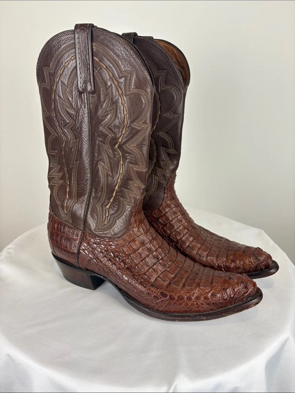 Lucchese 2000 Caiman Crocodile Boots Men’s 10 D Brown Exotic Western Leather - Picture 1 of 6